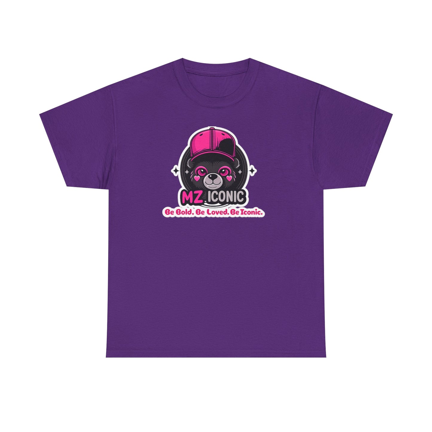 Graphic Tee — "MZ ICONIC" Cute Bear Logo Shirt (Be Bold. Be Loved. Be Iconic.)