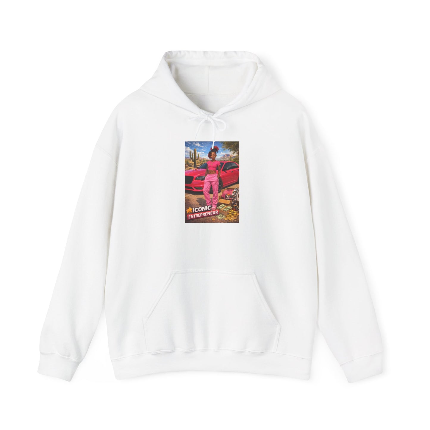 Retro Luxury Hoodie — Pink Sports Car Poster Graphic