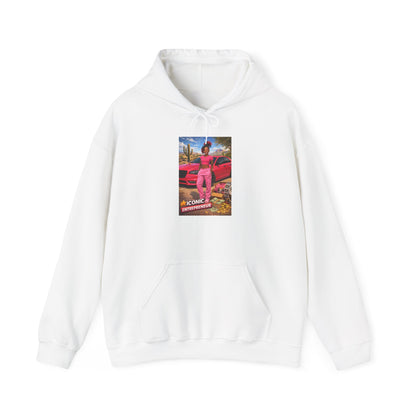 Retro Luxury Hoodie — Pink Sports Car Poster Graphic