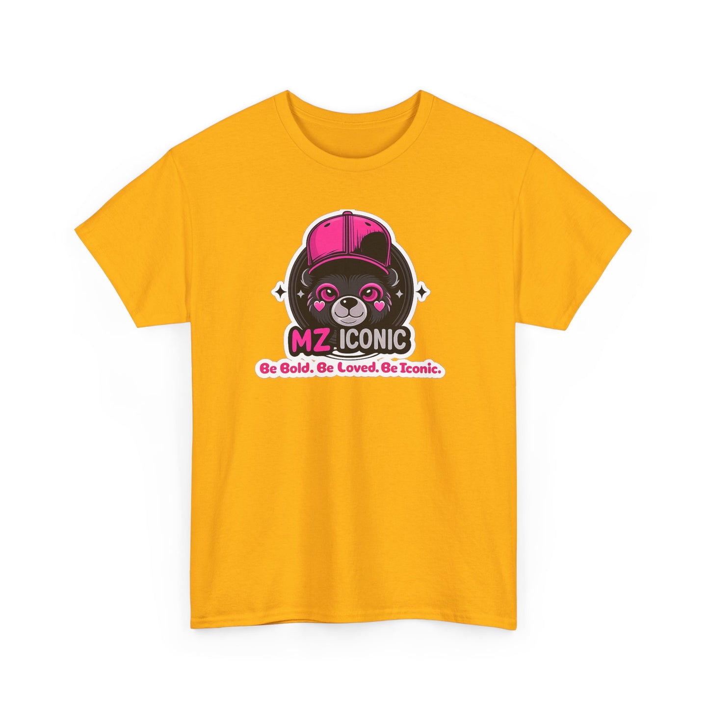 Graphic Tee — "MZ ICONIC" Cute Bear Logo Shirt (Be Bold. Be Loved. Be Iconic.)