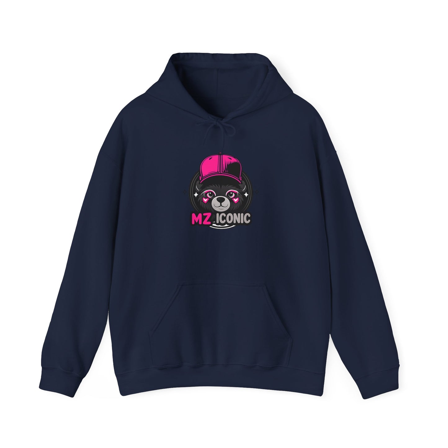 Iconic Bear Hoodie – "MZ_ICONIC" Cute Pink Helmet Graphic