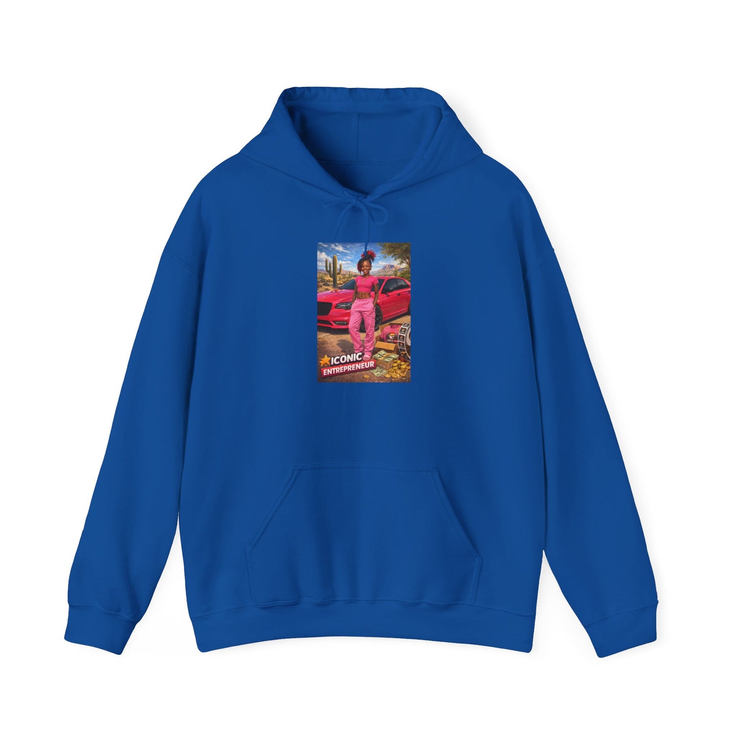 Retro Luxury Hoodie — Pink Sports Car Poster Graphic