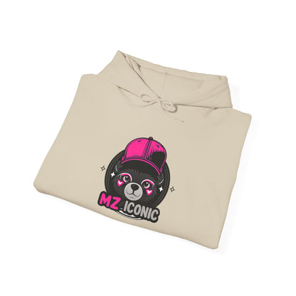 Iconic Bear Hoodie – "MZ_ICONIC" Cute Pink Helmet Graphic