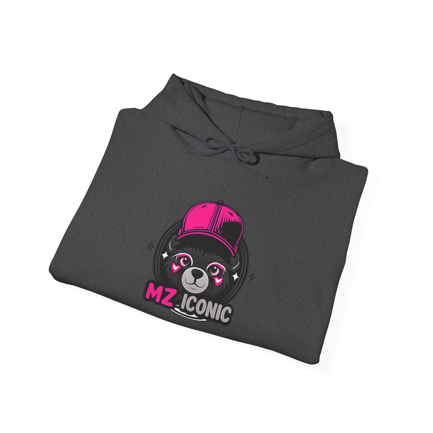 Iconic Bear Hoodie – "MZ_ICONIC" Cute Pink Helmet Graphic