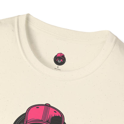 Cute Bear Face T-Shirt — Pink Cap Graphic Tee
