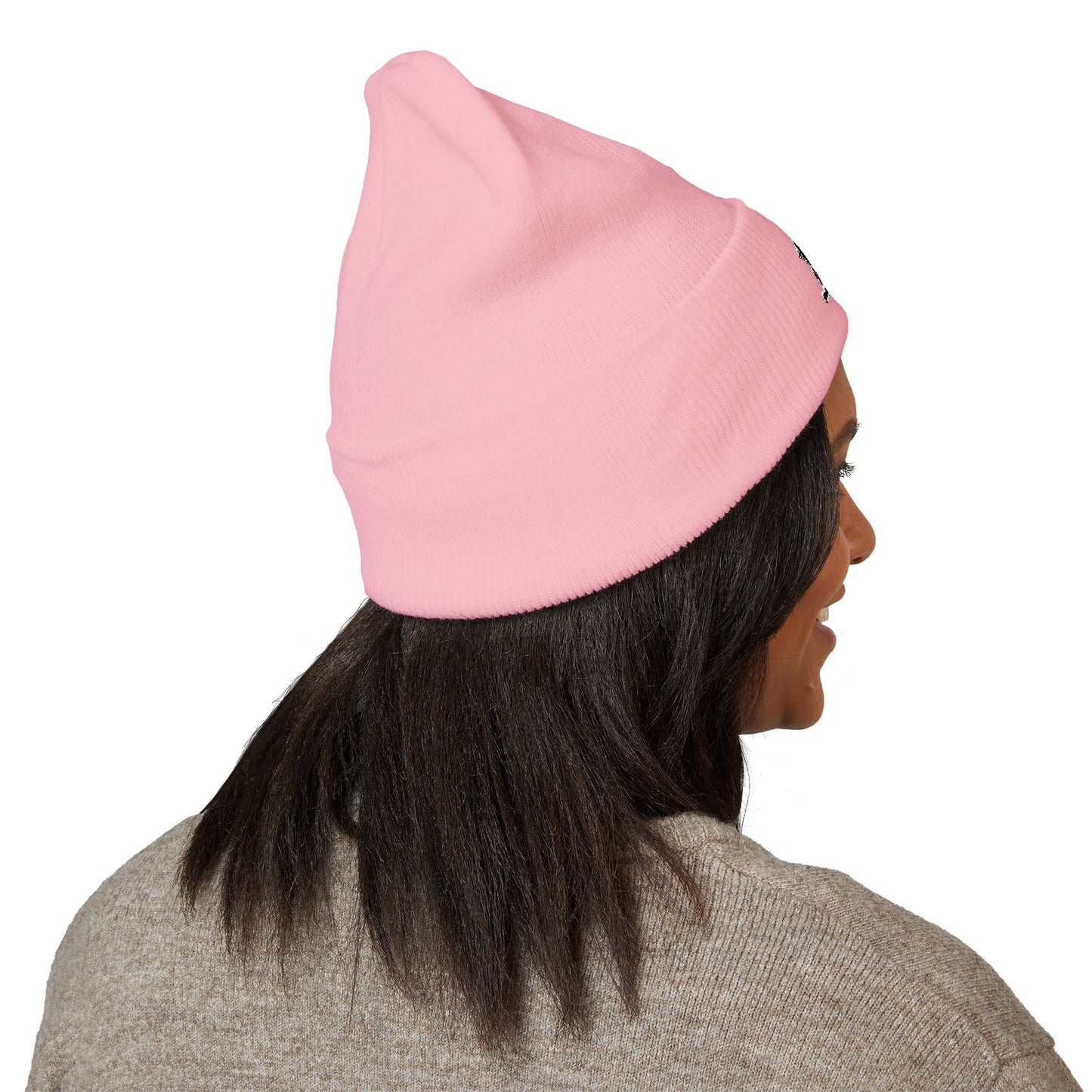 Skull & Roses Embroidered Beanie — Classic Cuffed Winter Hat