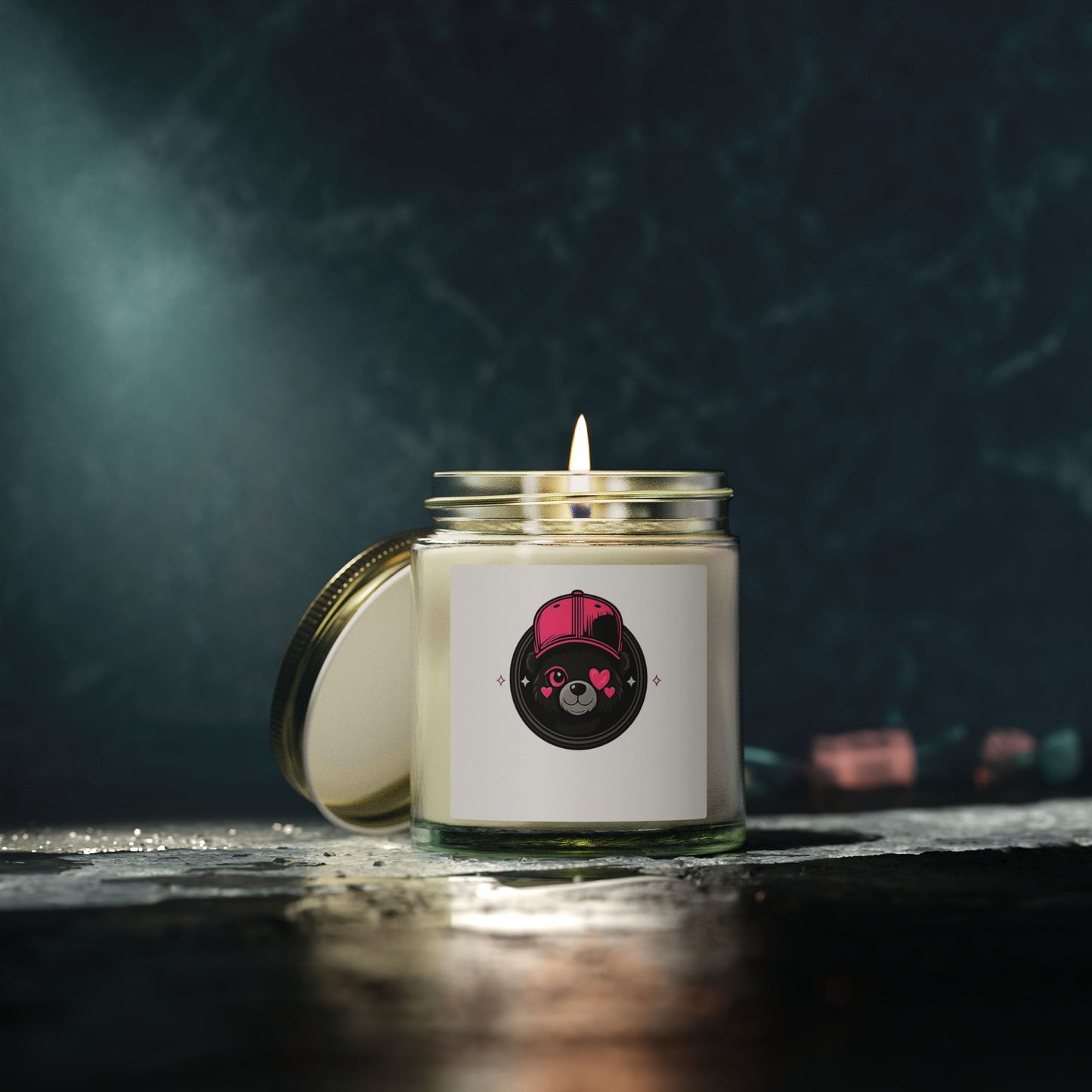 Coconut Apricot Scented Candle — Cute Bear Logo Jar (4oz & 9oz)