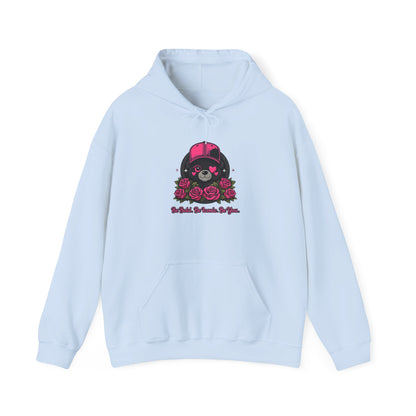 Hoodie — Cute Bear with Helmet & Roses “Ride Bold, Be Kind” Graphic