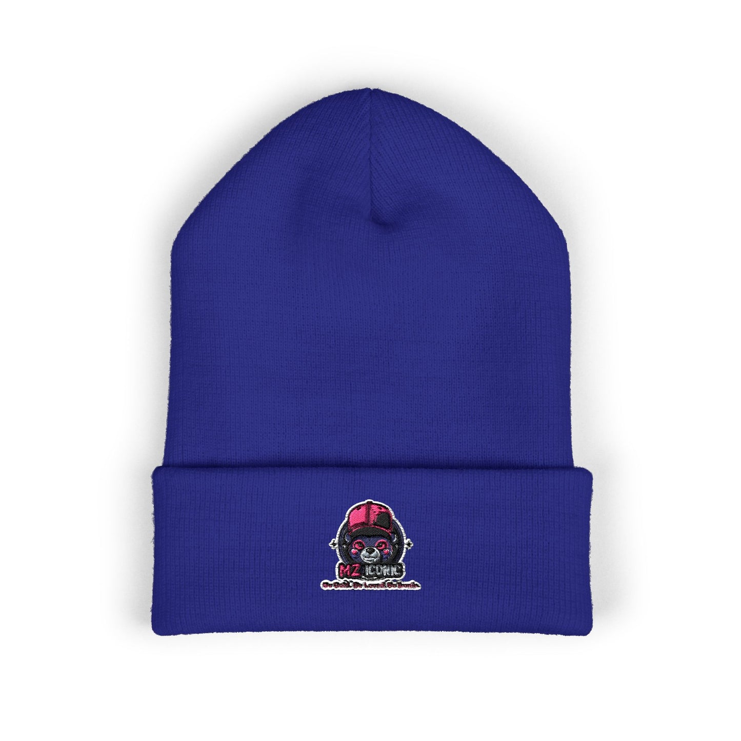 Skull & Roses Embroidered Beanie — Classic Cuffed Winter Hat