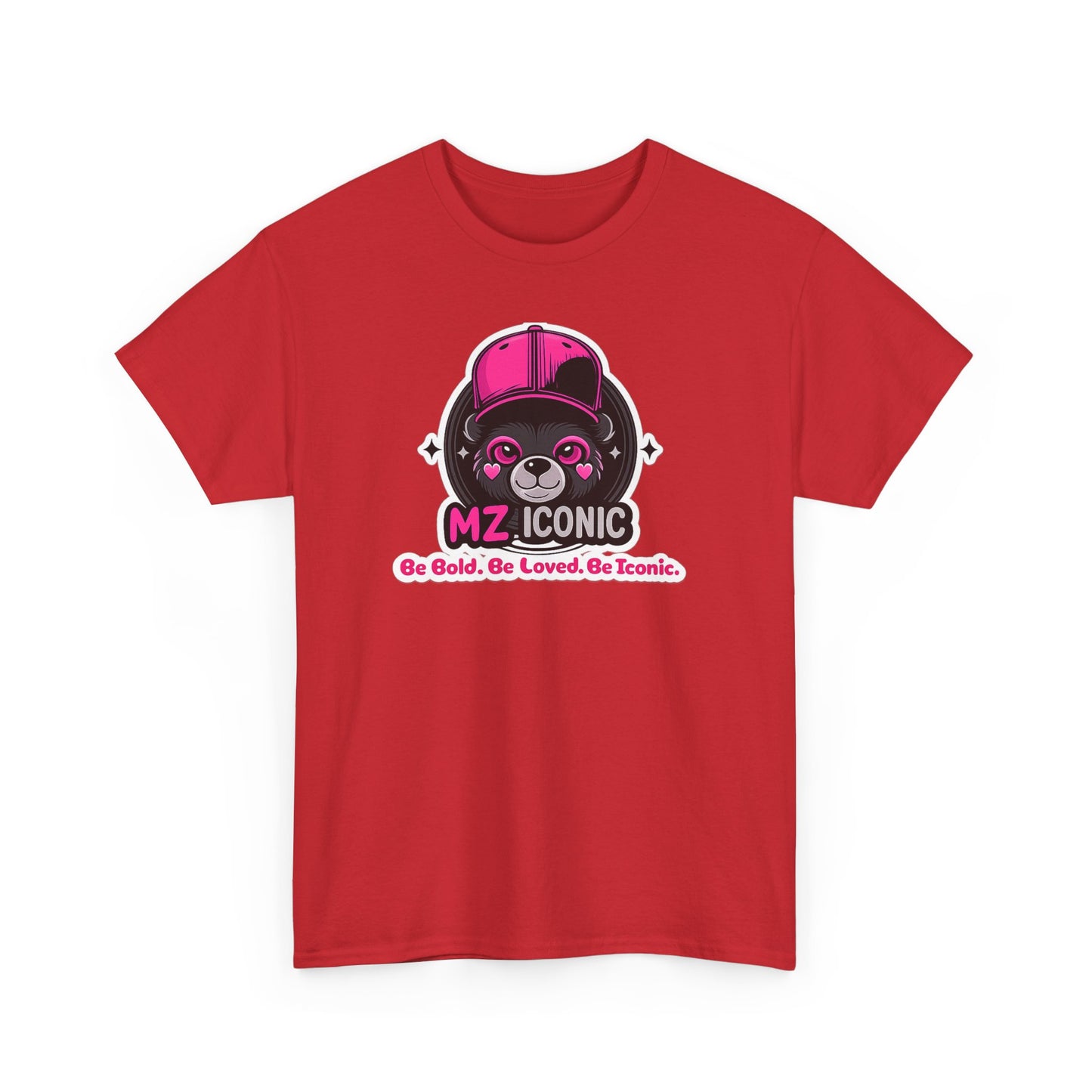 Graphic Tee — "MZ ICONIC" Cute Bear Logo Shirt (Be Bold. Be Loved. Be Iconic.)