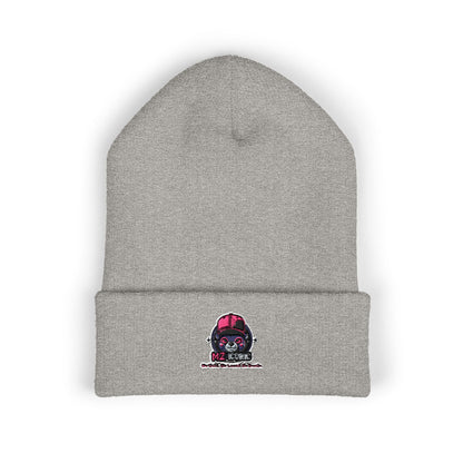 Skull & Roses Embroidered Beanie — Classic Cuffed Winter Hat