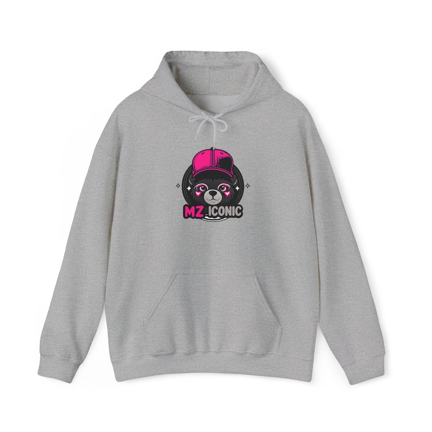 Cute Bear 'MZ Iconic' Hoodie — Back 'Is U Cool?!!' Graphic Pullover