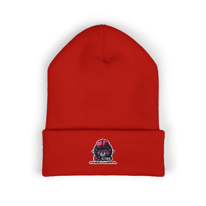 Skull & Roses Embroidered Beanie — Classic Cuffed Winter Hat