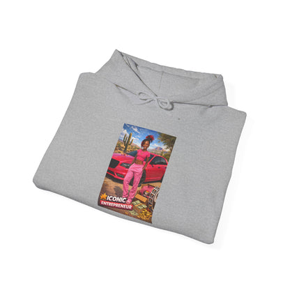 Retro Luxury Hoodie — Pink Sports Car Poster Graphic