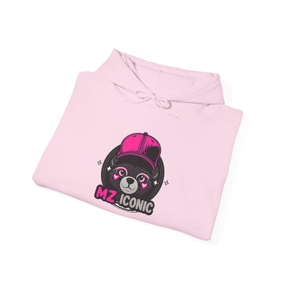 Iconic Bear Hoodie – "MZ_ICONIC" Cute Pink Helmet Graphic