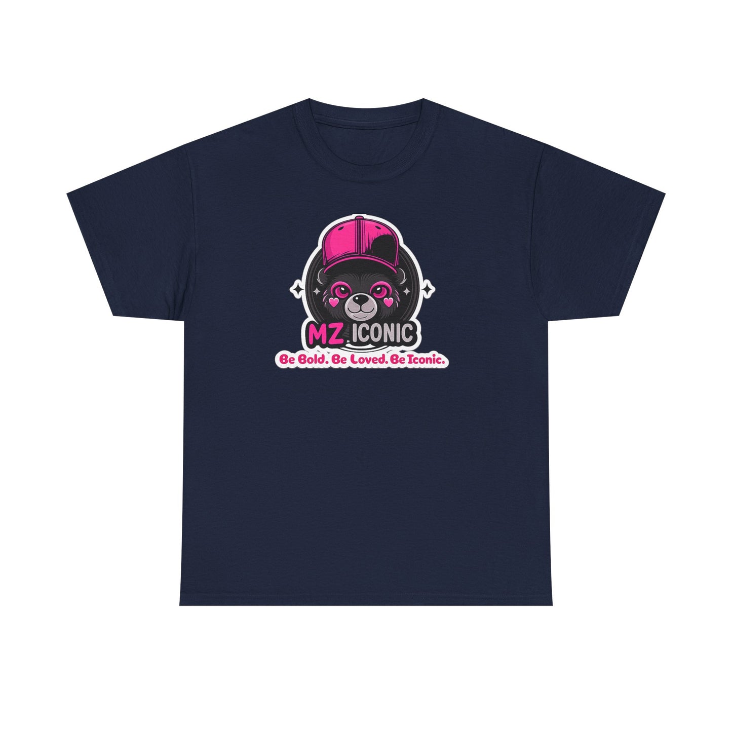 Graphic Tee — "MZ ICONIC" Cute Bear Logo Shirt (Be Bold. Be Loved. Be Iconic.)