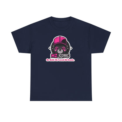 Graphic Tee — "MZ ICONIC" Cute Bear Logo Shirt (Be Bold. Be Loved. Be Iconic.)