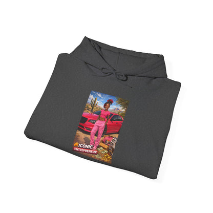 Retro Luxury Hoodie — Pink Sports Car Poster Graphic