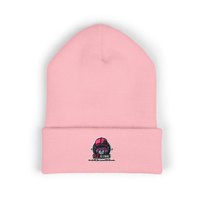 Skull & Roses Embroidered Beanie — Classic Cuffed Winter Hat