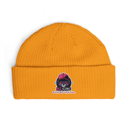 Skull DJ Cuff Beanie — Embroidered Music Skull Knit Hat