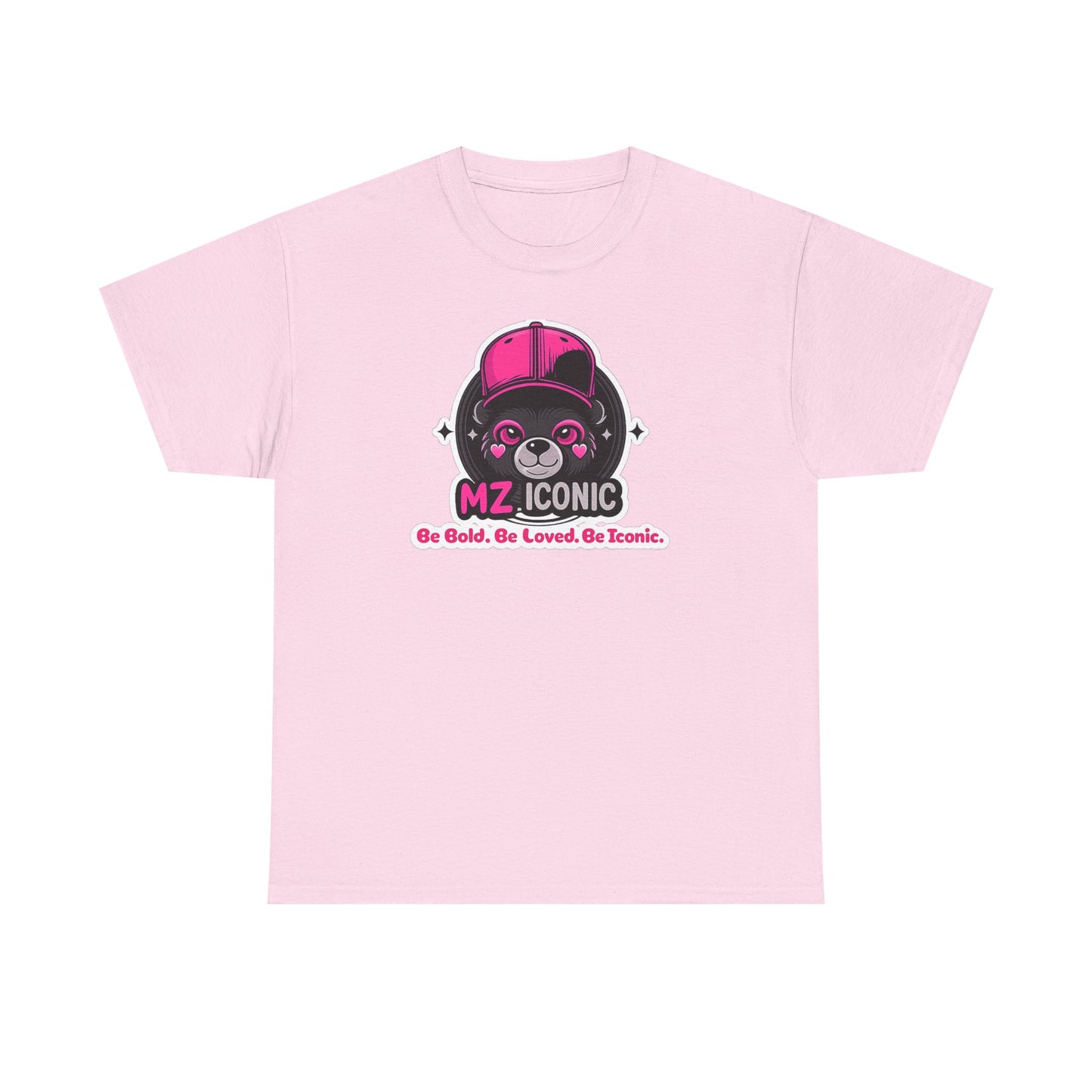 Graphic Tee — "MZ ICONIC" Cute Bear Logo Shirt (Be Bold. Be Loved. Be Iconic.)