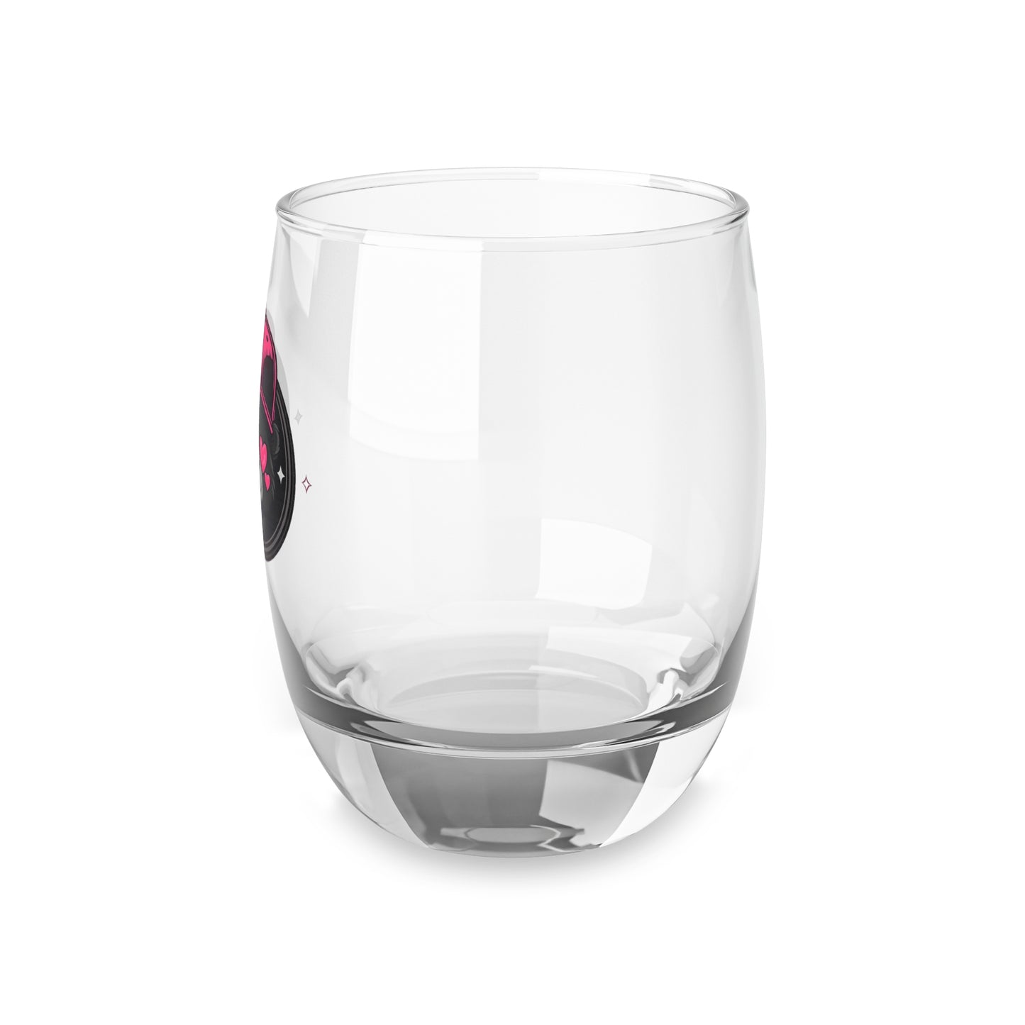 Cute Bear Face Whiskey Glass — Pink Cap & Heart Eye Stemless Rocks Glass