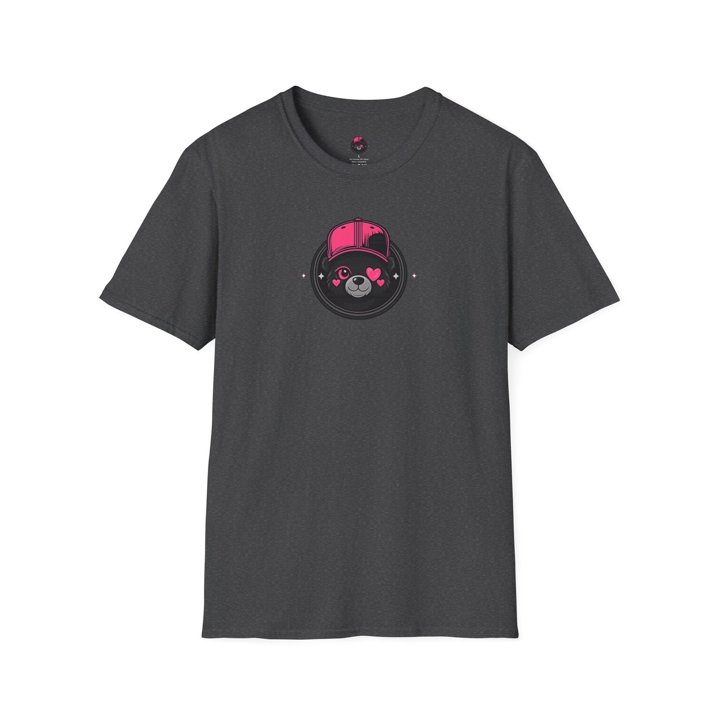 Cute Bear Face T-Shirt — Pink Cap Graphic Tee