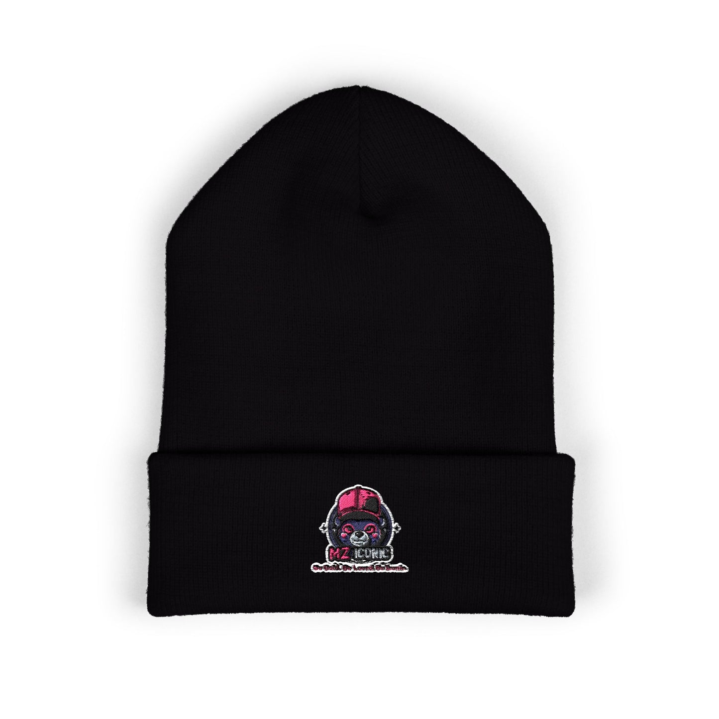 Skull & Roses Embroidered Beanie — Classic Cuffed Winter Hat