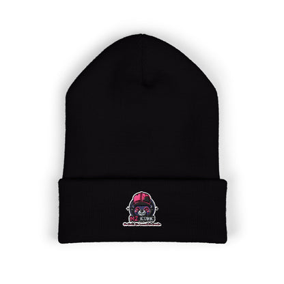Skull & Roses Embroidered Beanie — Classic Cuffed Winter Hat