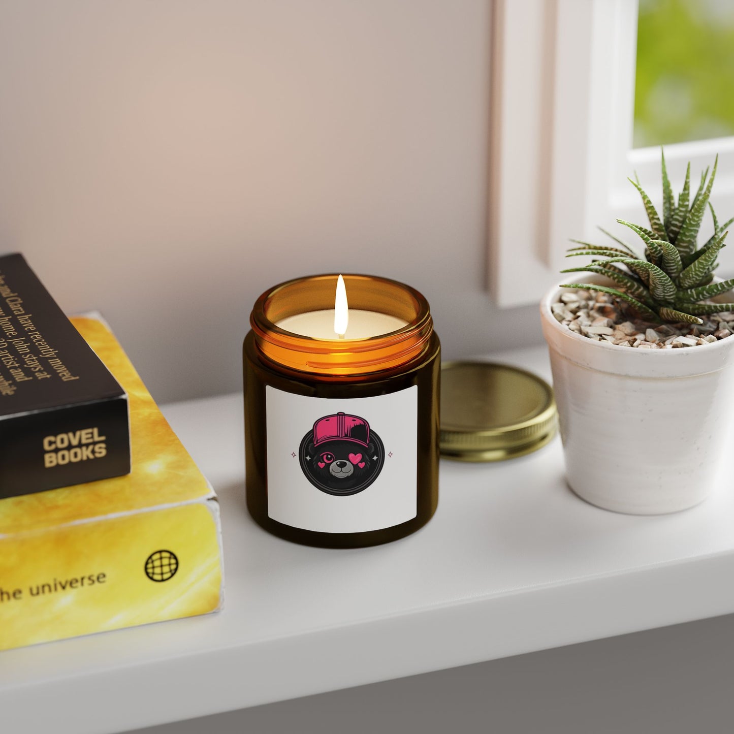 Coconut Apricot Scented Candle — Cute Bear Logo Jar (4oz & 9oz)