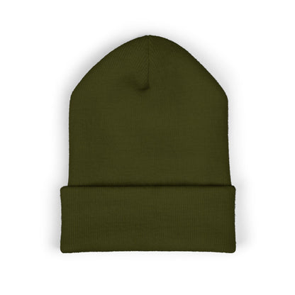 Skull & Roses Embroidered Beanie — Classic Cuffed Winter Hat