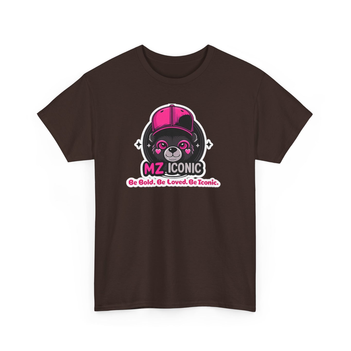 Graphic Tee — "MZ ICONIC" Cute Bear Logo Shirt (Be Bold. Be Loved. Be Iconic.)