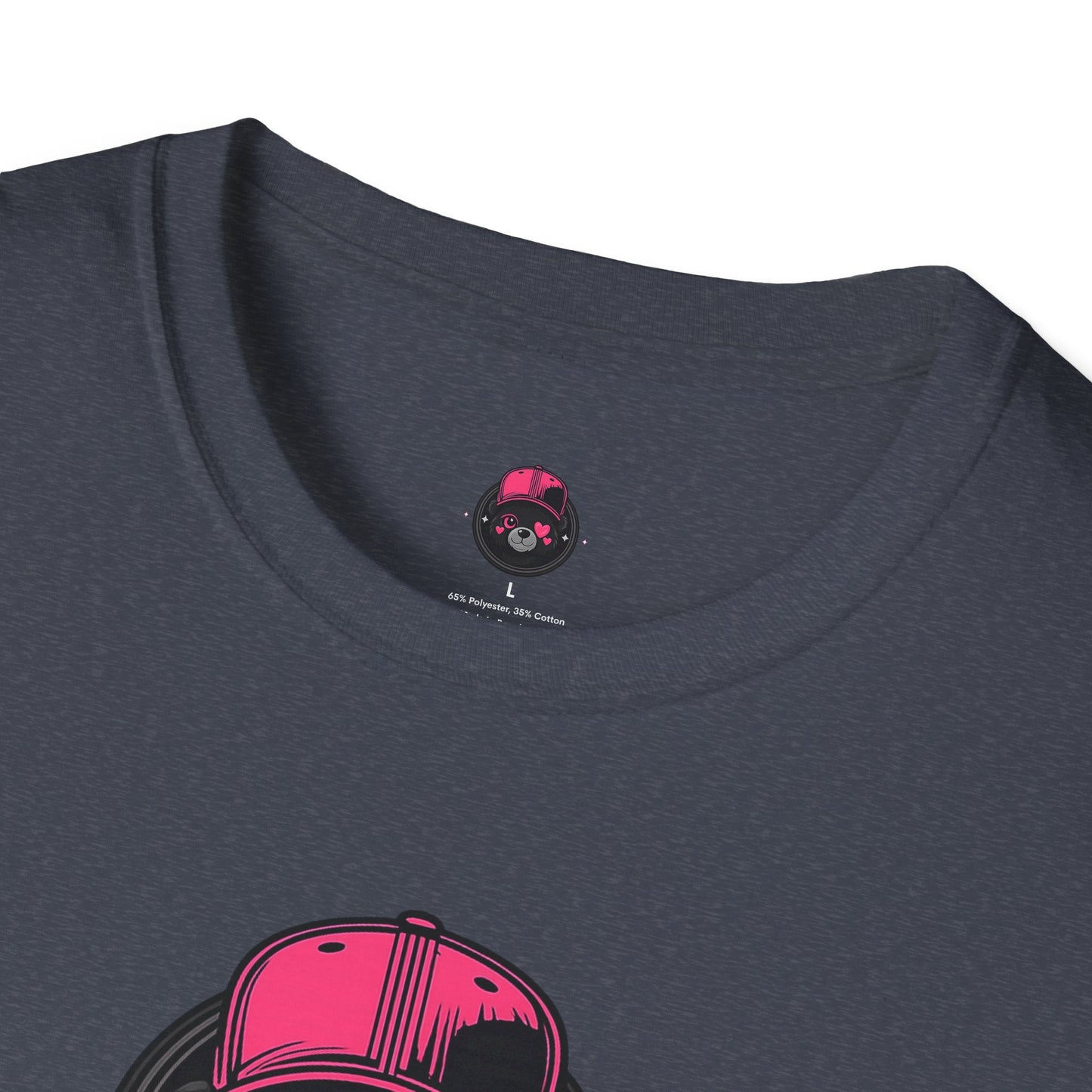 Cute Bear Face T-Shirt — Pink Cap Graphic Tee