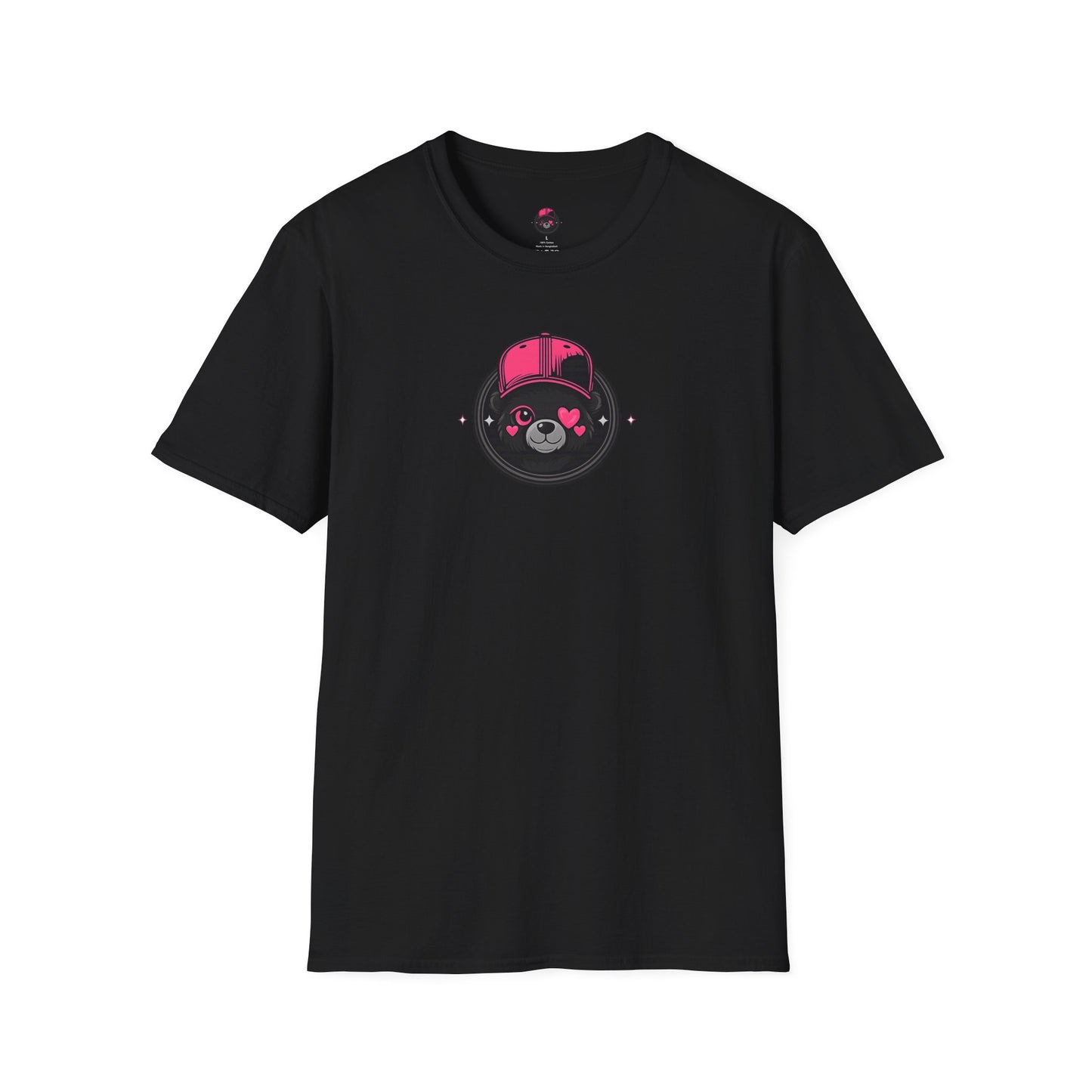 Cute Bear Face T-Shirt — Pink Cap Graphic Tee