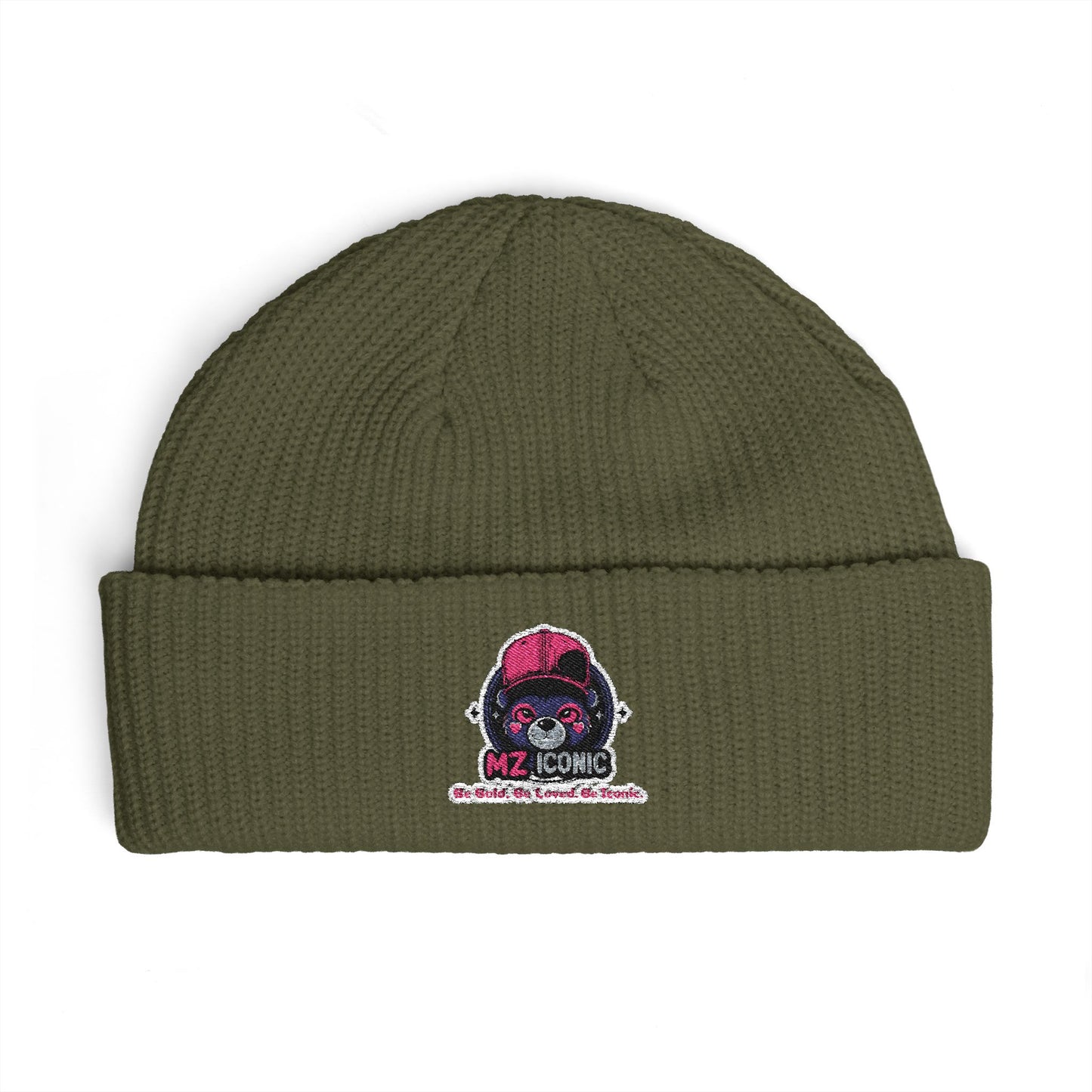 Skull DJ Cuff Beanie — Embroidered Music Skull Knit Hat