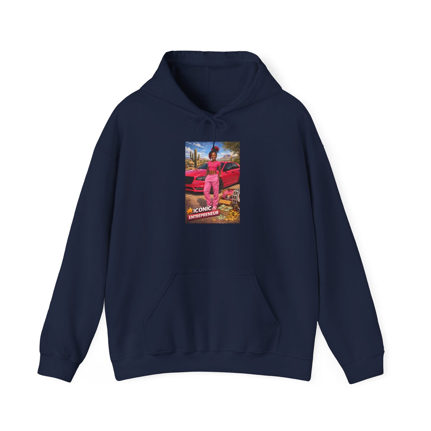 Retro Luxury Hoodie — Pink Sports Car Poster Graphic
