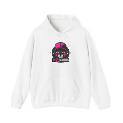 Iconic Bear Hoodie – "MZ_ICONIC" Cute Pink Helmet Graphic