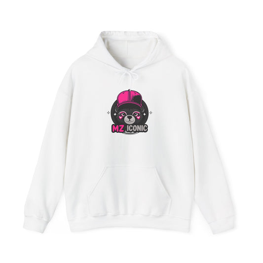 Iconic Bear Hoodie – "MZ_ICONIC" Cute Pink Helmet Graphic