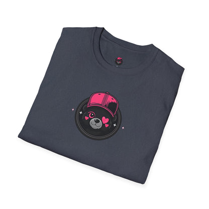Cute Bear Face T-Shirt — Pink Cap Graphic Tee