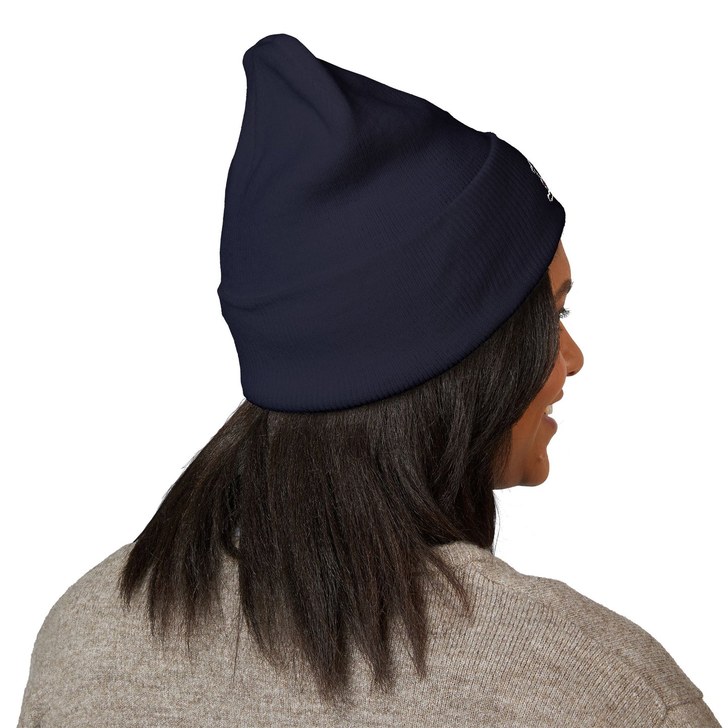 Skull & Roses Embroidered Beanie — Classic Cuffed Winter Hat