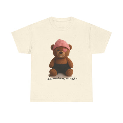 Trendy Graphic Tee: Cute Bear & Bold Text Design