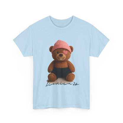Trendy Graphic Tee: Cute Bear & Bold Text Design