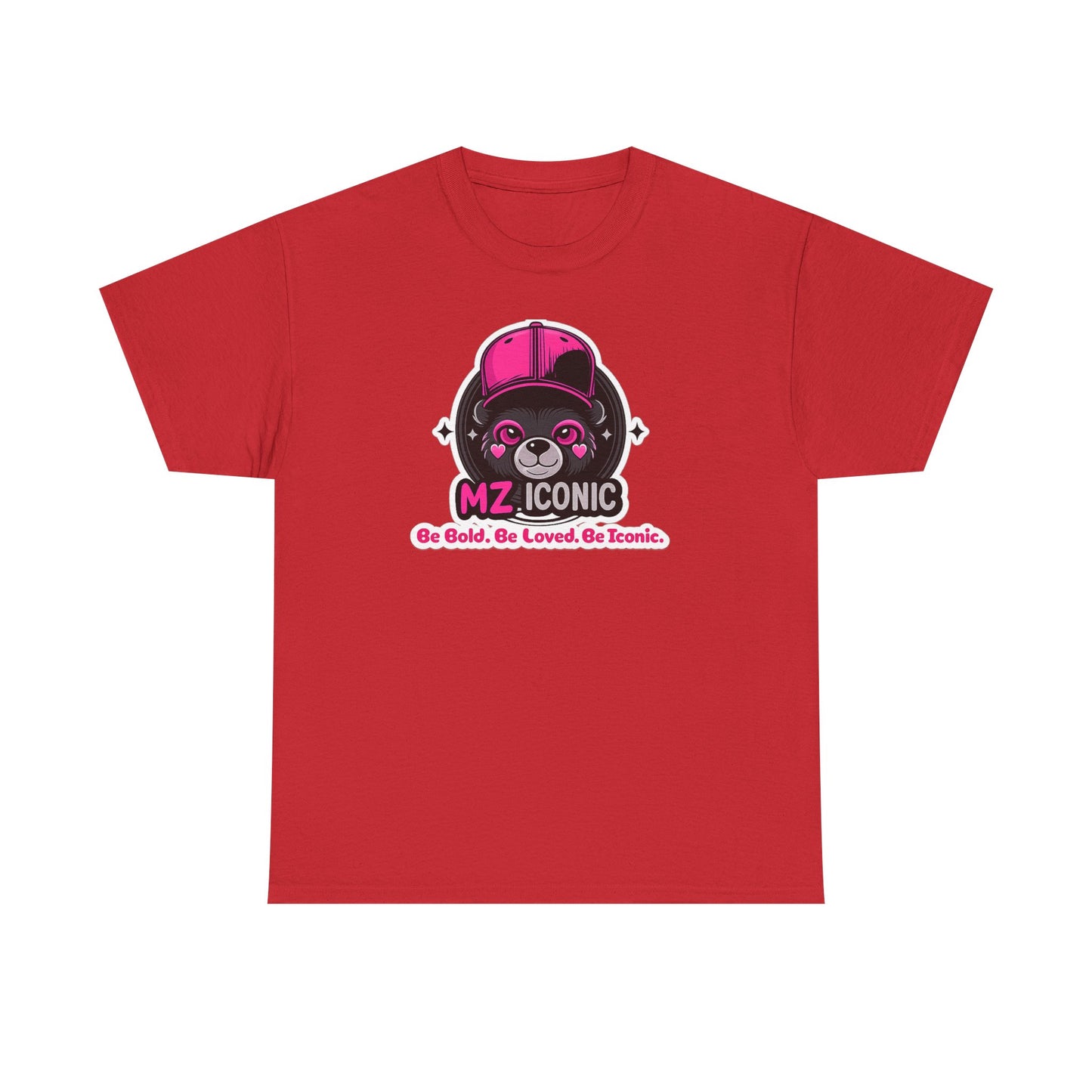Graphic Tee — "MZ ICONIC" Cute Bear Logo Shirt (Be Bold. Be Loved. Be Iconic.)