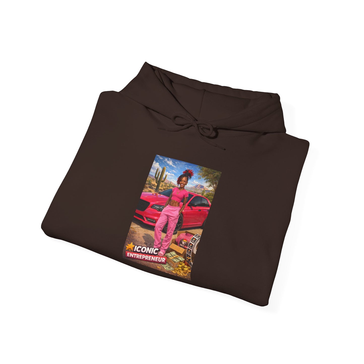 Retro Luxury Hoodie — Pink Sports Car Poster Graphic