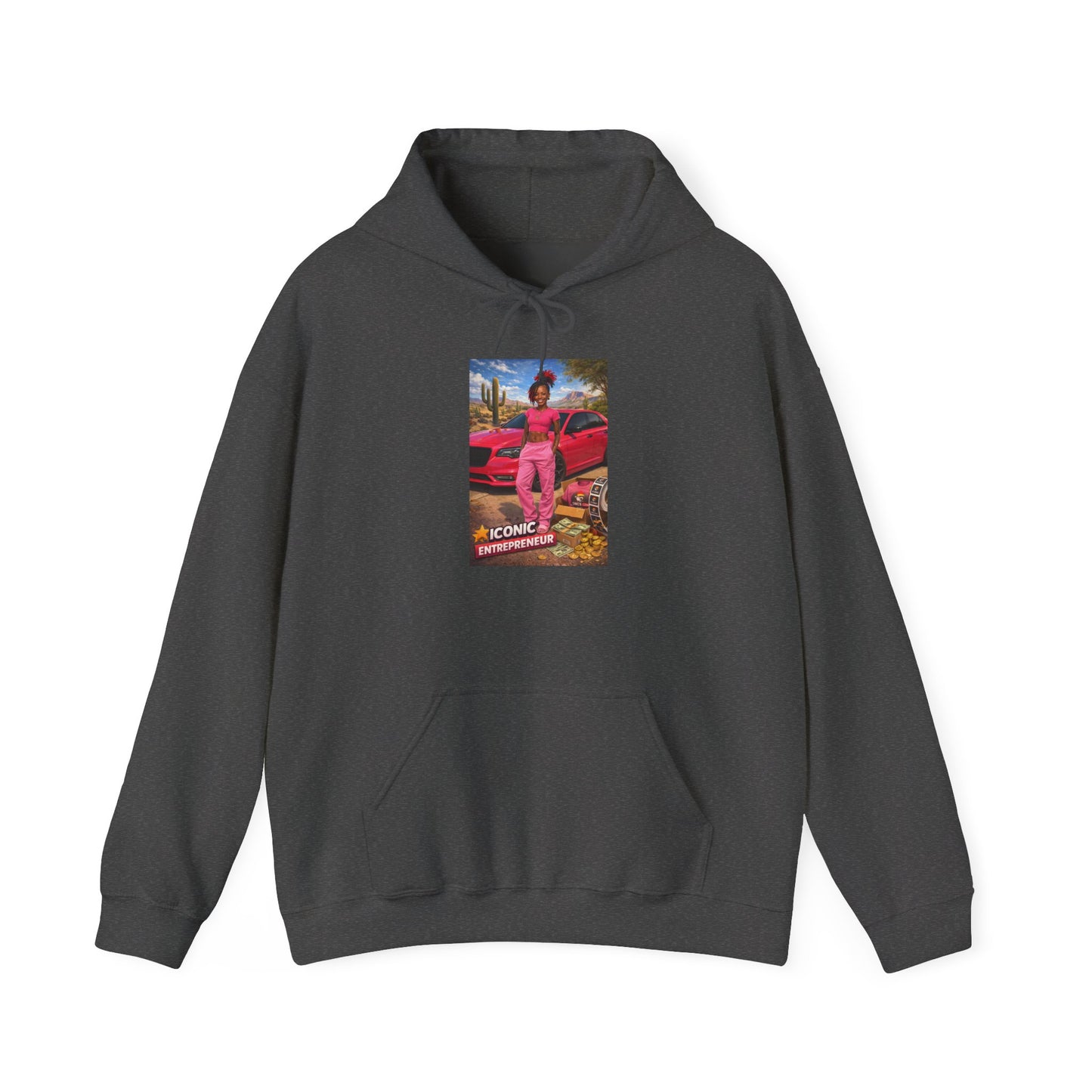 Retro Luxury Hoodie — Pink Sports Car Poster Graphic