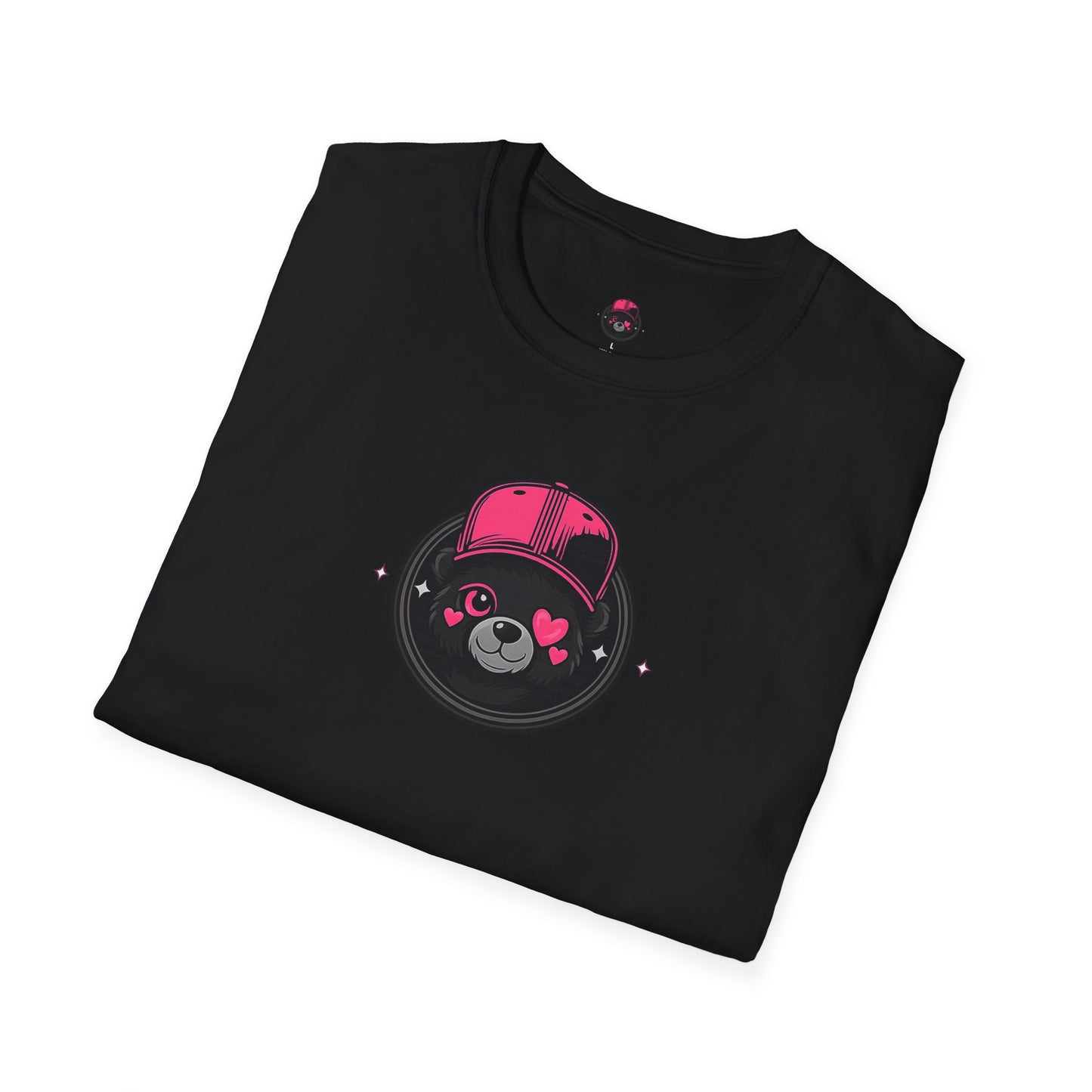 Cute Bear Face T-Shirt — Pink Cap Graphic Tee