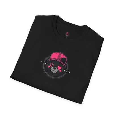 Cute Bear Face T-Shirt — Pink Cap Graphic Tee