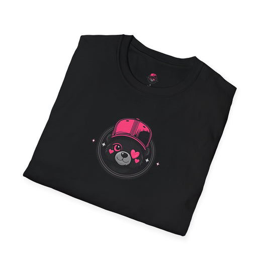 Cute Bear Face T-Shirt — Pink Cap Graphic Tee