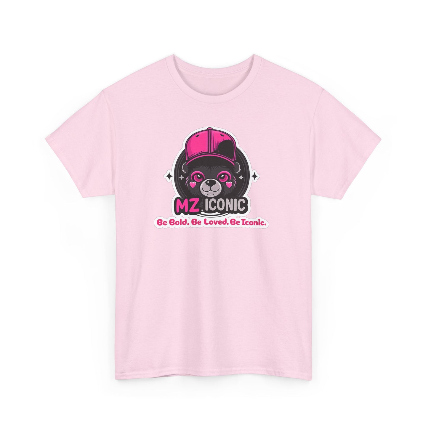 Graphic Tee — "MZ ICONIC" Cute Bear Logo Shirt (Be Bold. Be Loved. Be Iconic.)