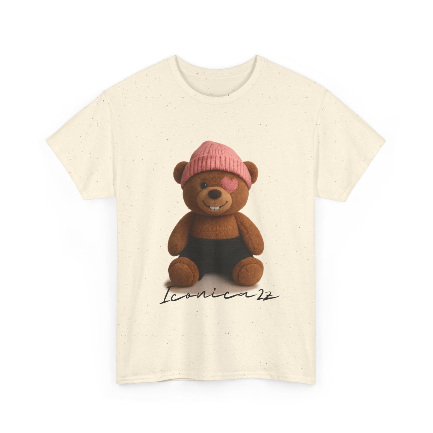 Trendy Graphic Tee: Cute Bear & Bold Text Design